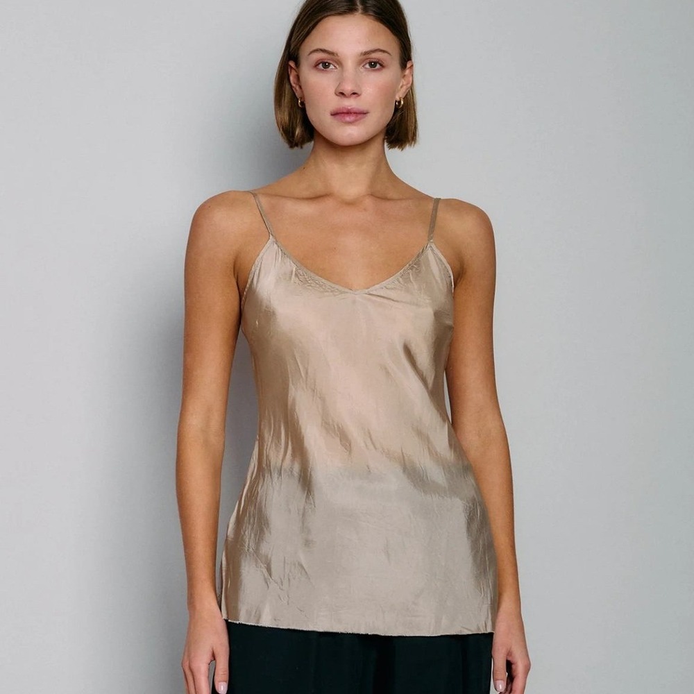 Organic John Patrick Bias Camisole Tank Nude Cami Satin Size Large